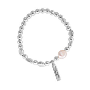 Pearl & pure silver bracelet with tag/pendant