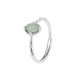 Jade&Sliver Adjustable Ring